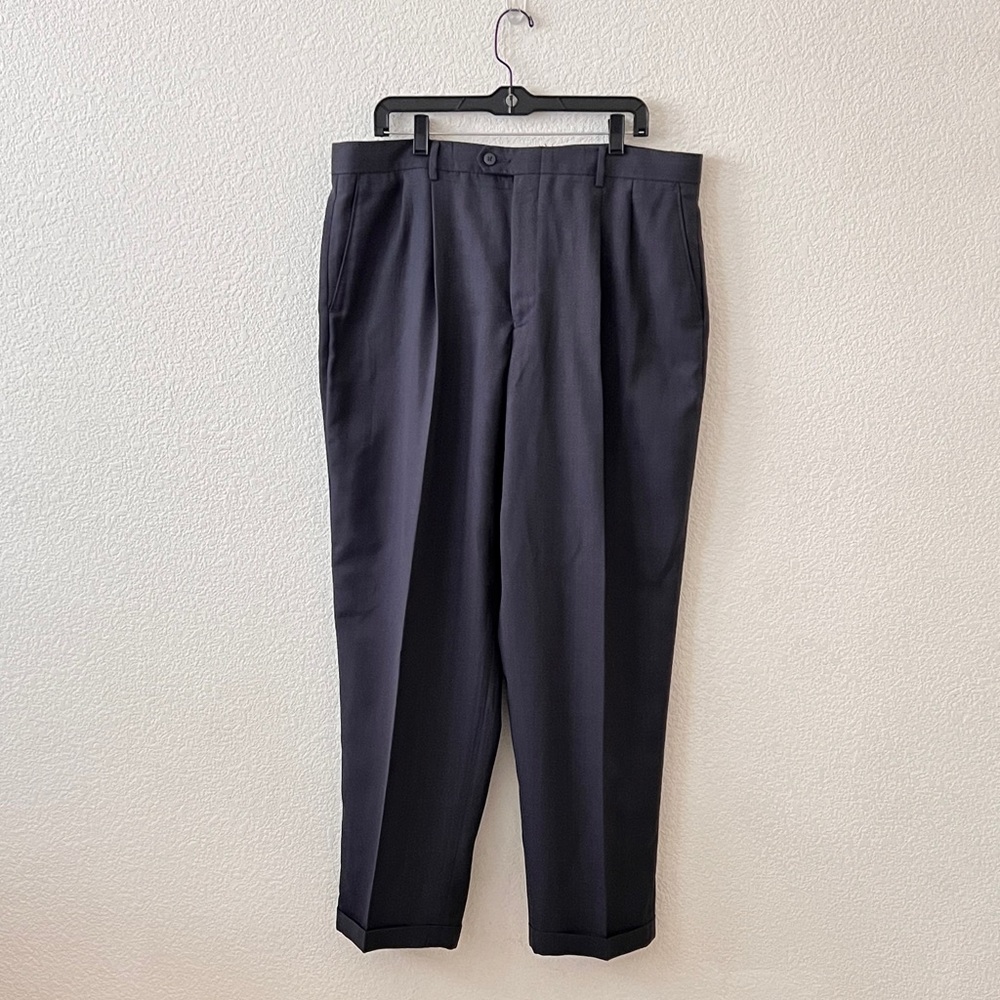 Claiborne Dark Gray Men’s Cuffed Pleated Dress Pants Slacks 38x30